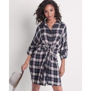 Venus Plaid Button Down Dress